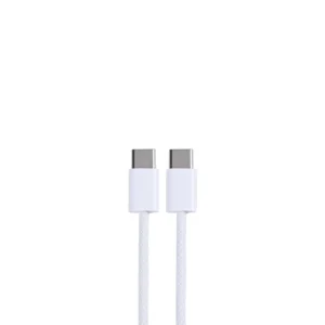 Cabo USB-C para USB-C entrançado 100cm 60W branco compatível com iPhone 15, 16 e 17 – carregamento rápido e transferência de dados